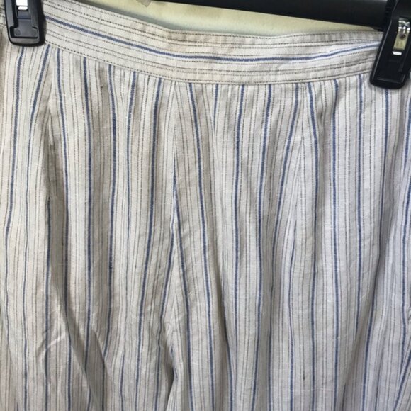 Dior Vintage 80s Linen Striped Loose Fit High Waist Pants Straight Leg Neutral - Picture 8 of 16